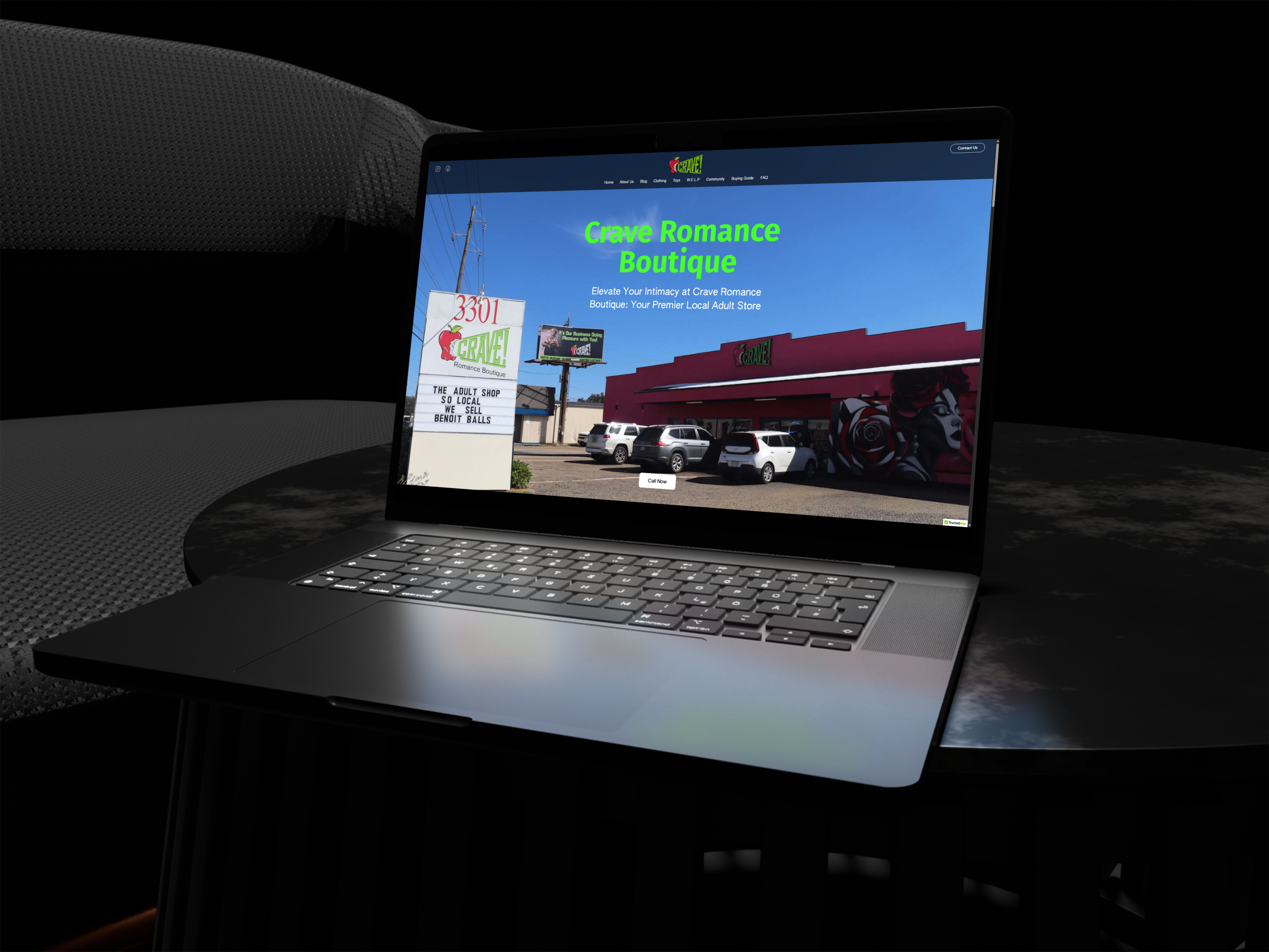 MyCraveStore 2.0 website design on laptop mockup